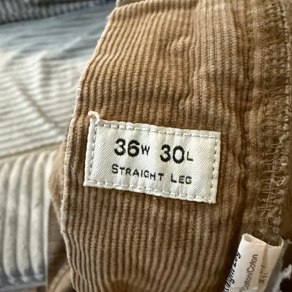 Mens J. Crew Straight Leg Corduroy Pants 36x30 Tan Cotton Casual Trousers - Picture 4 of 8